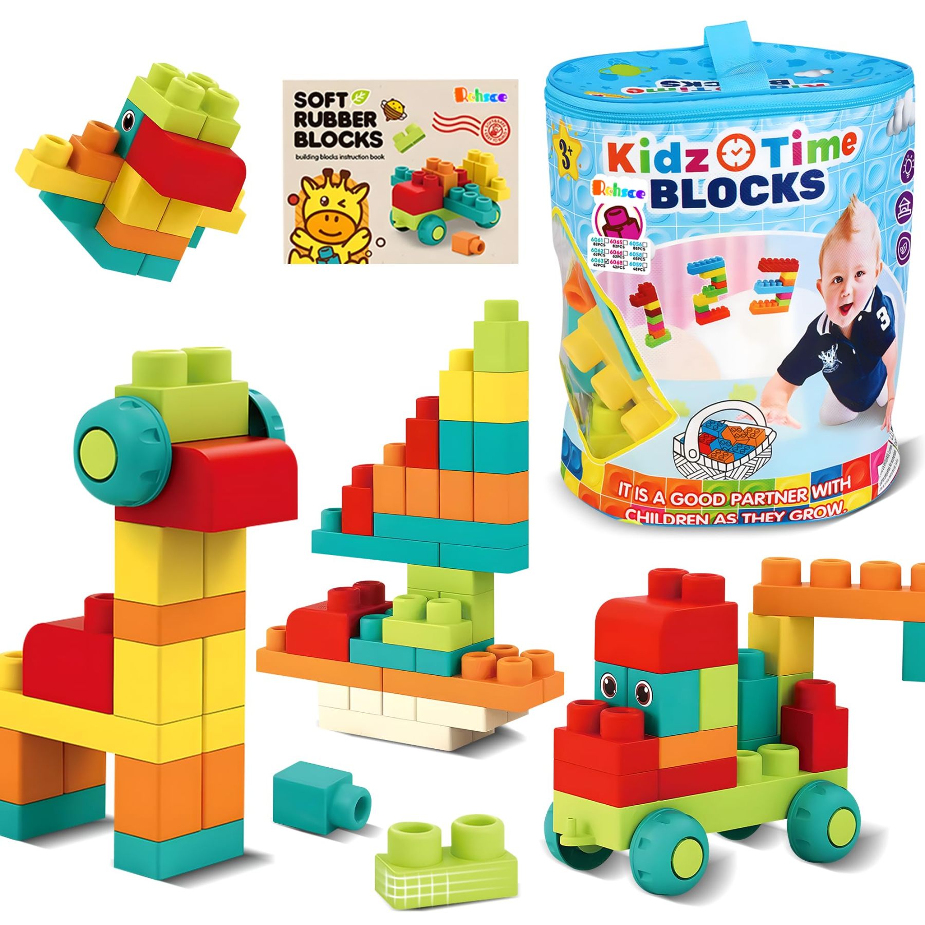 Soft Building Blocks STEM Montessori Preschool Learning Stacking Senso