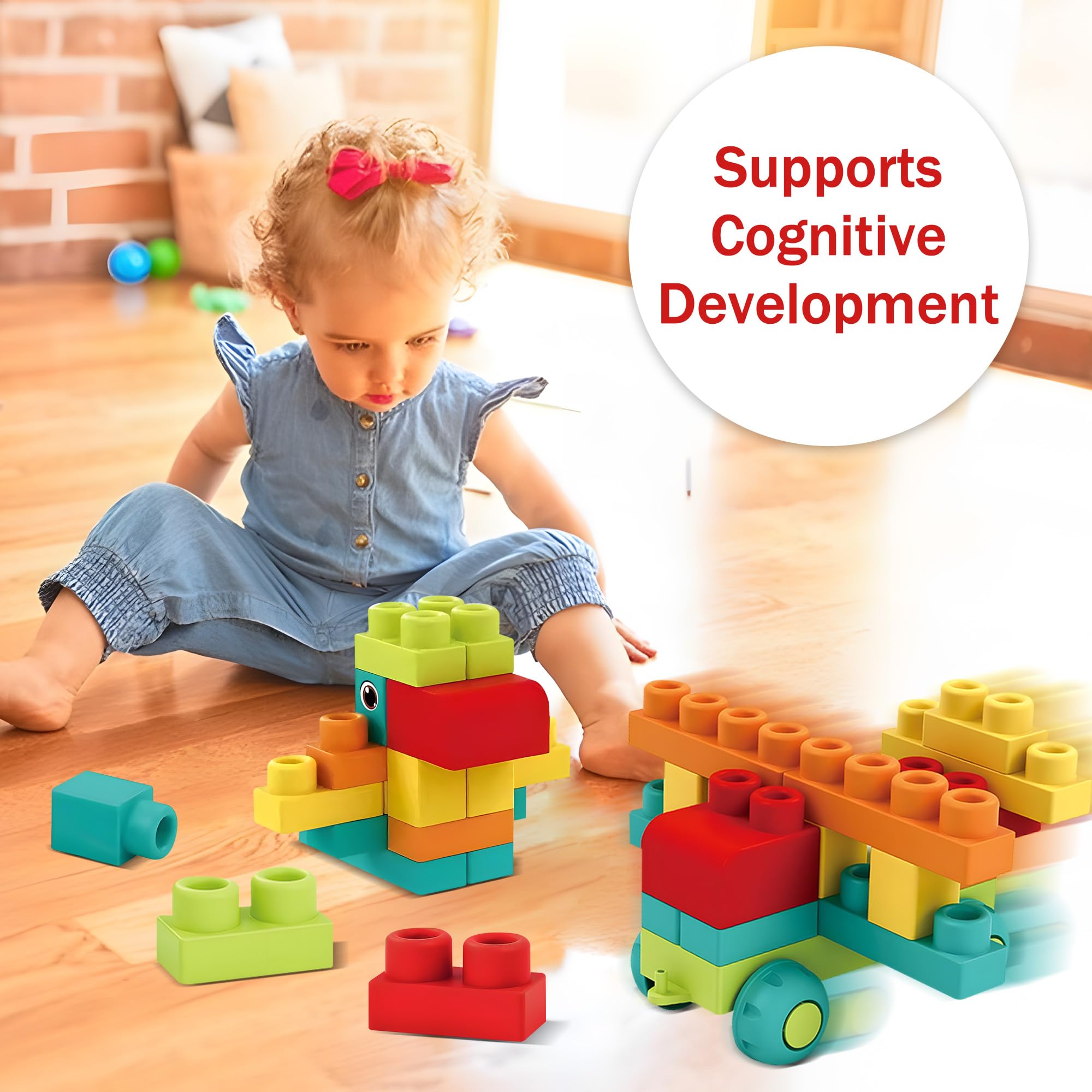 Soft Building Blocks STEM Montessori Preschool Learning Stacking Sensory Toys