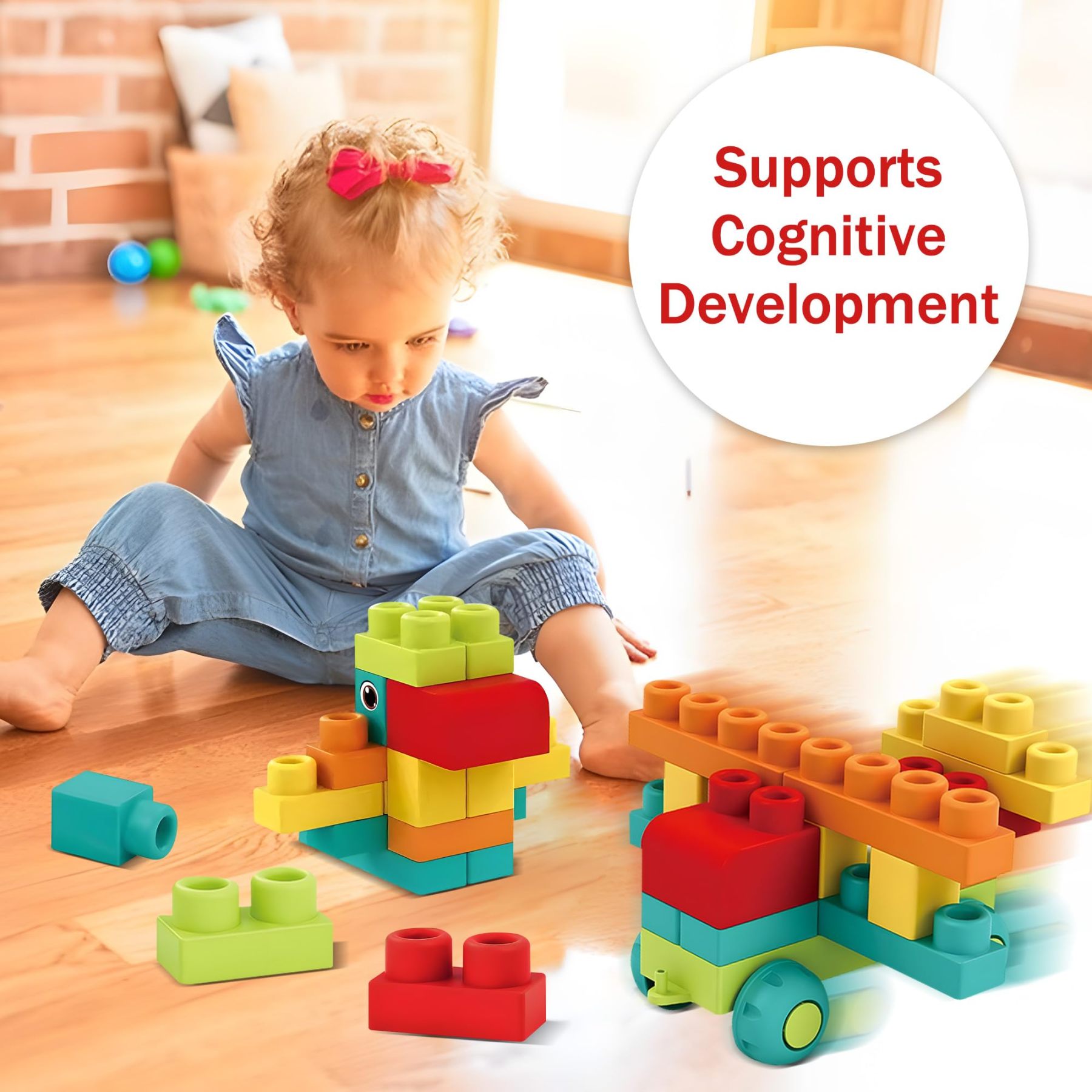 Soft Building Blocks STEM Montessori Preschool Learning Stacking Sensory Toys