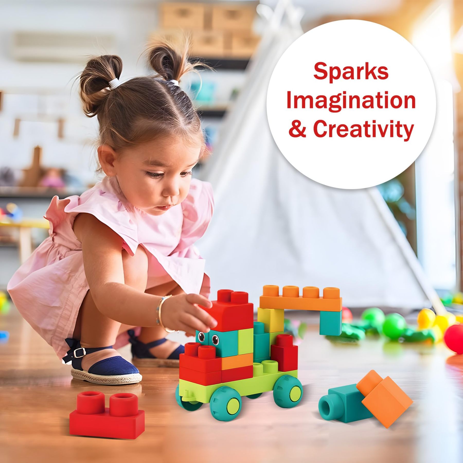 Soft Building Blocks STEM Montessori Preschool Learning Stacking Sensory Toys