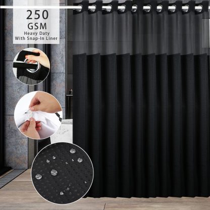 No Hooks Needed Shower Curtain Set 