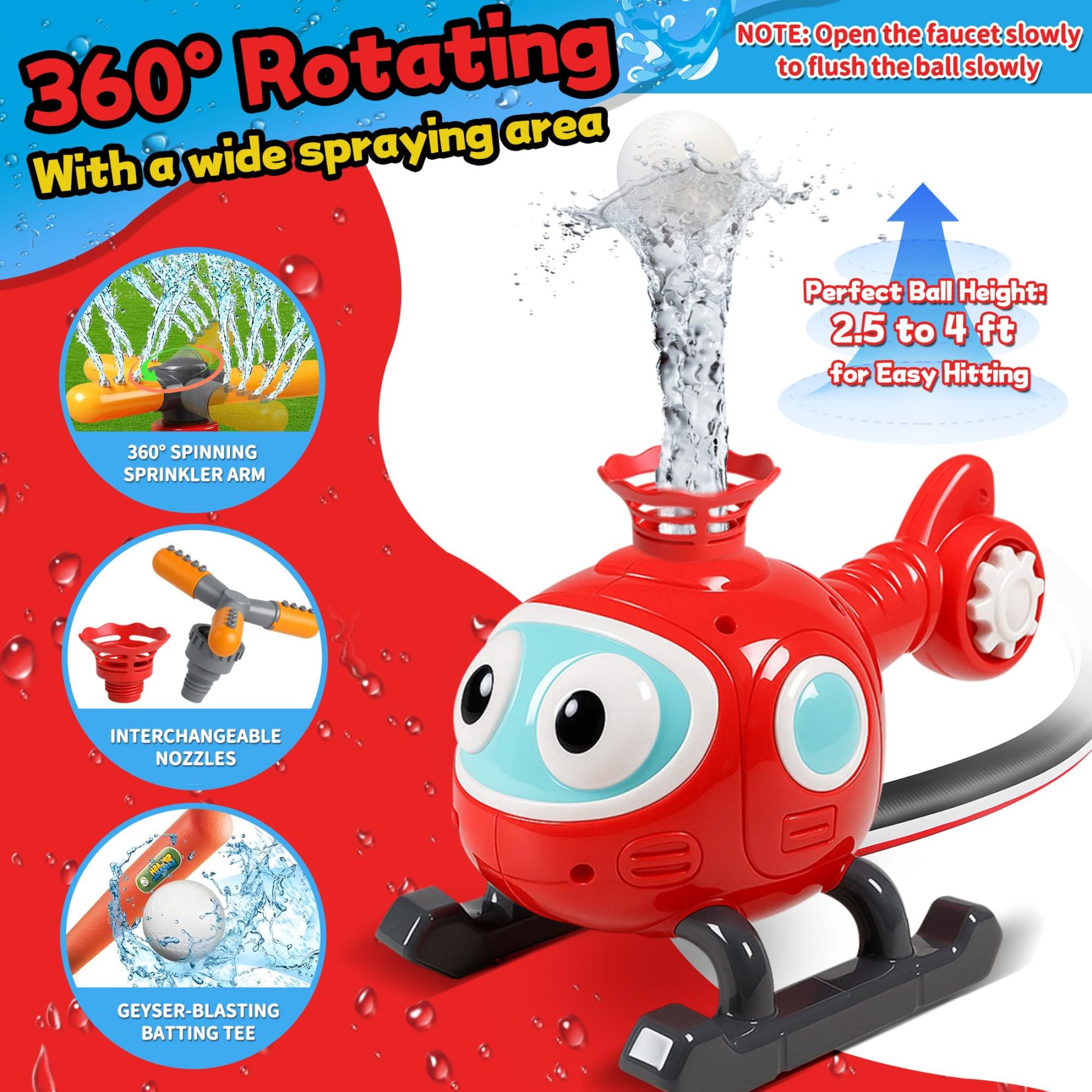 2 in 1 Water Sprinklers T Ball Set for Kids & Toddlers