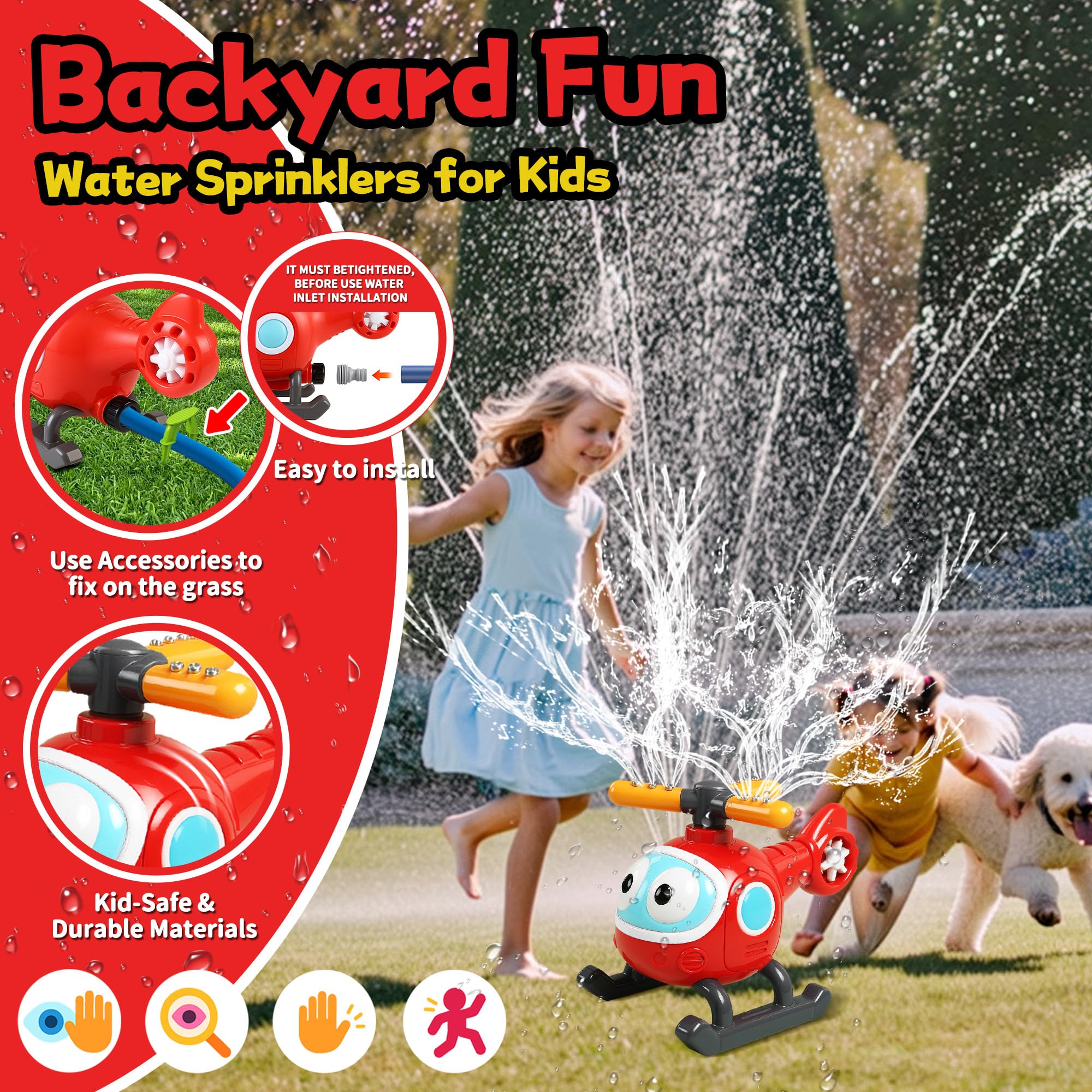2 in 1 Water Sprinklers T Ball Set for Kids & Toddlers