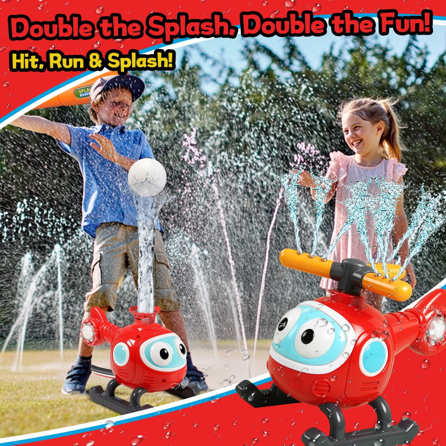 2 in 1 Water Sprinklers T Ball Set for Kids & Toddlers