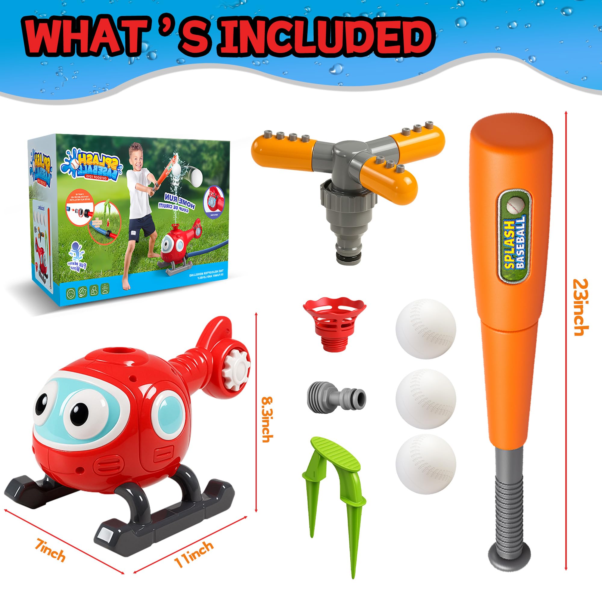 2 in 1 Water Sprinklers T Ball Set for Kids & Toddlers