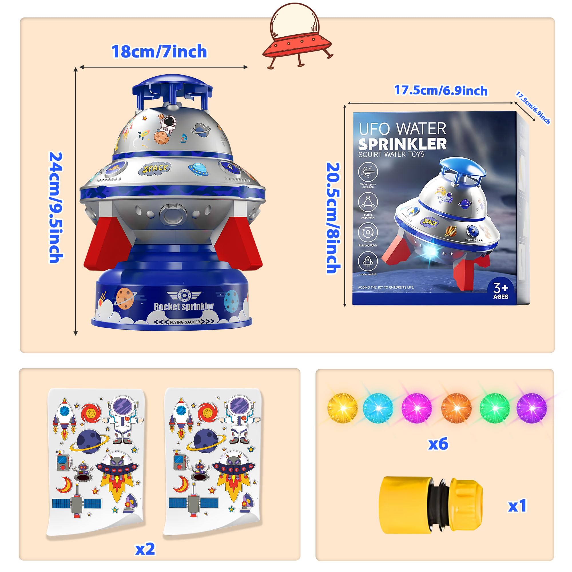 Water Sprinkler for Kids with Lights