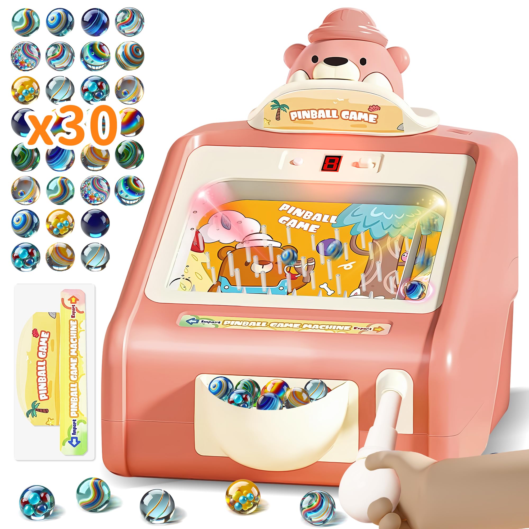 Mini Pinball Machine for Kids Ages 3-12