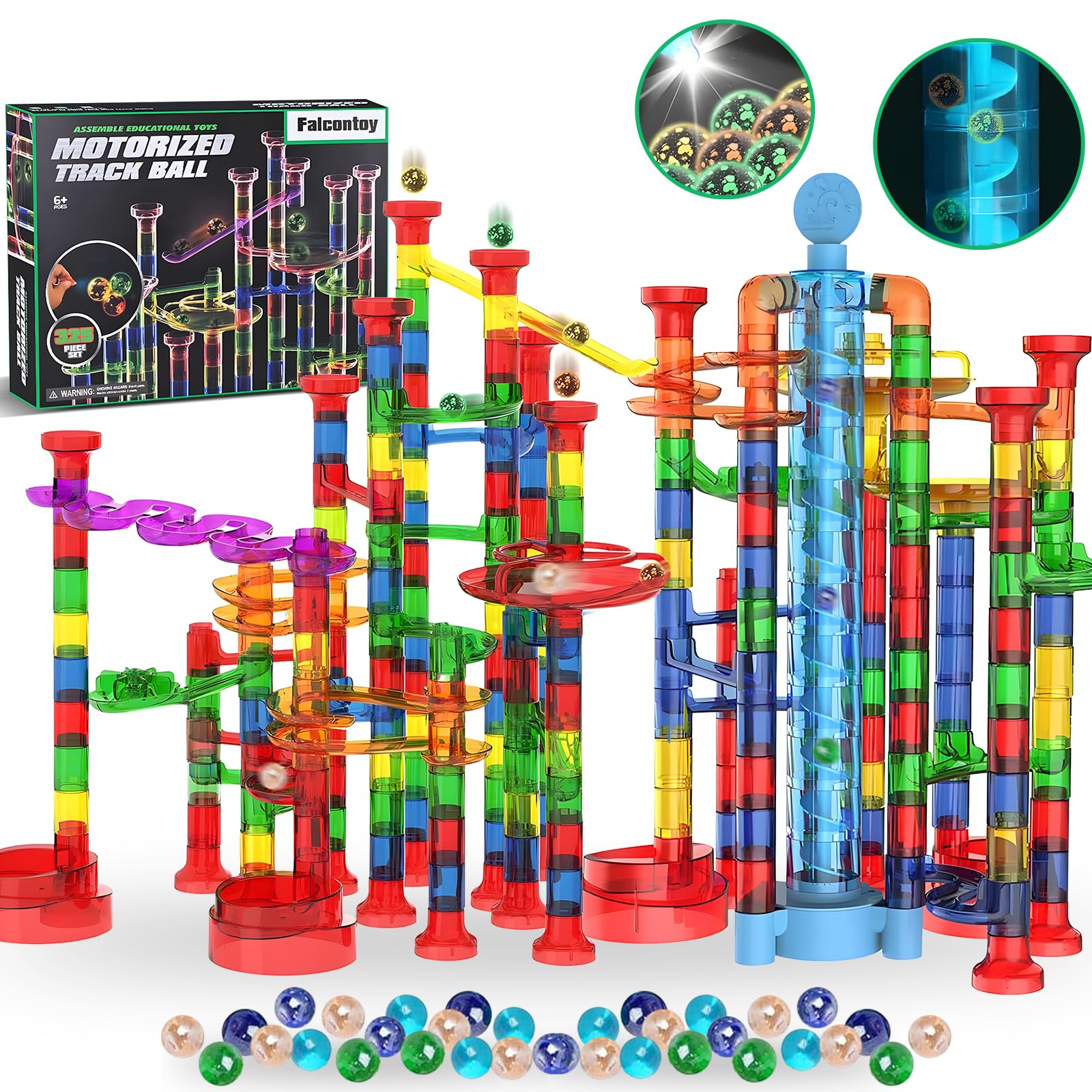Glow in The Dark Marble Run 325Pcs Set
