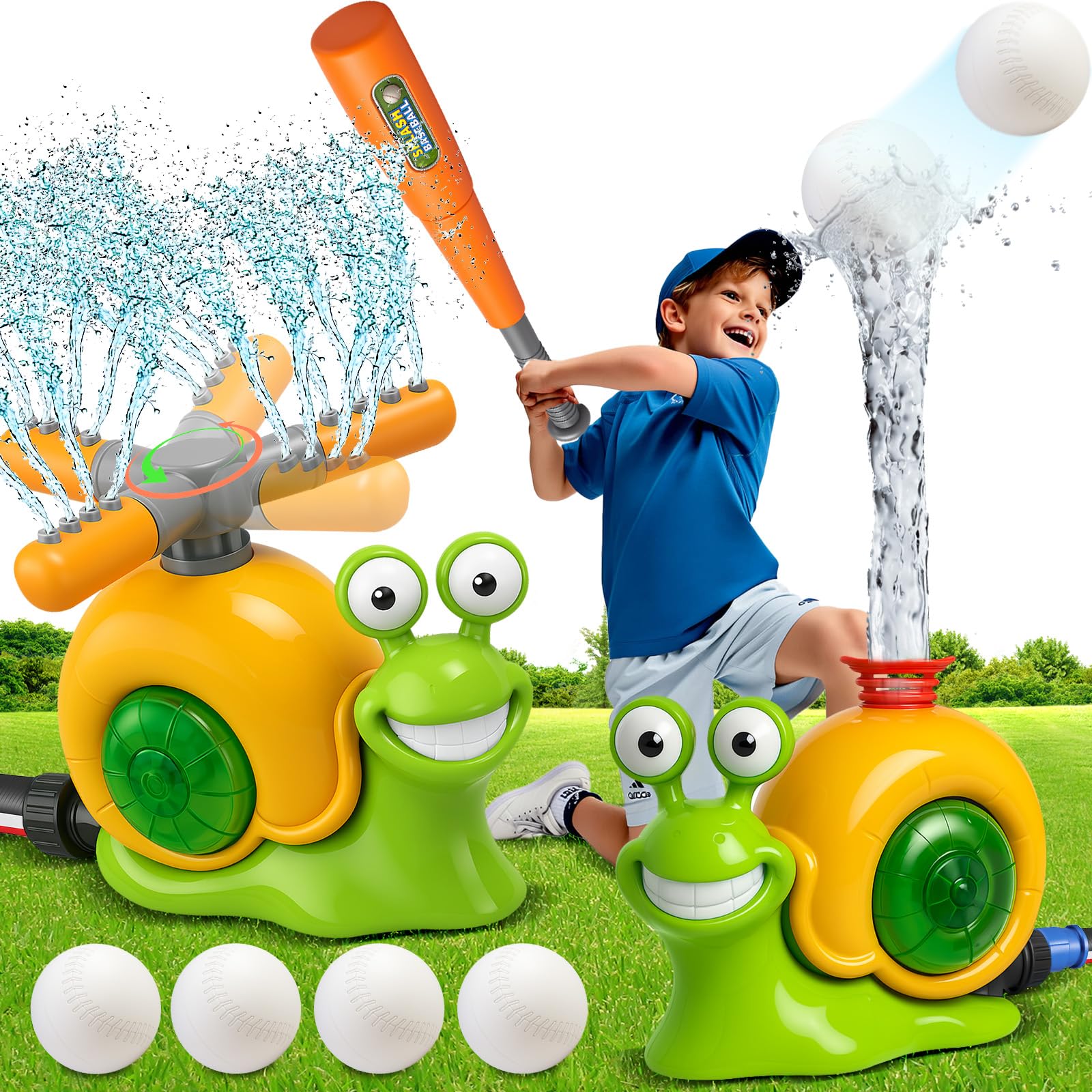 2 in 1 Water Sprinklers T Ball Set for Kids & Toddlers