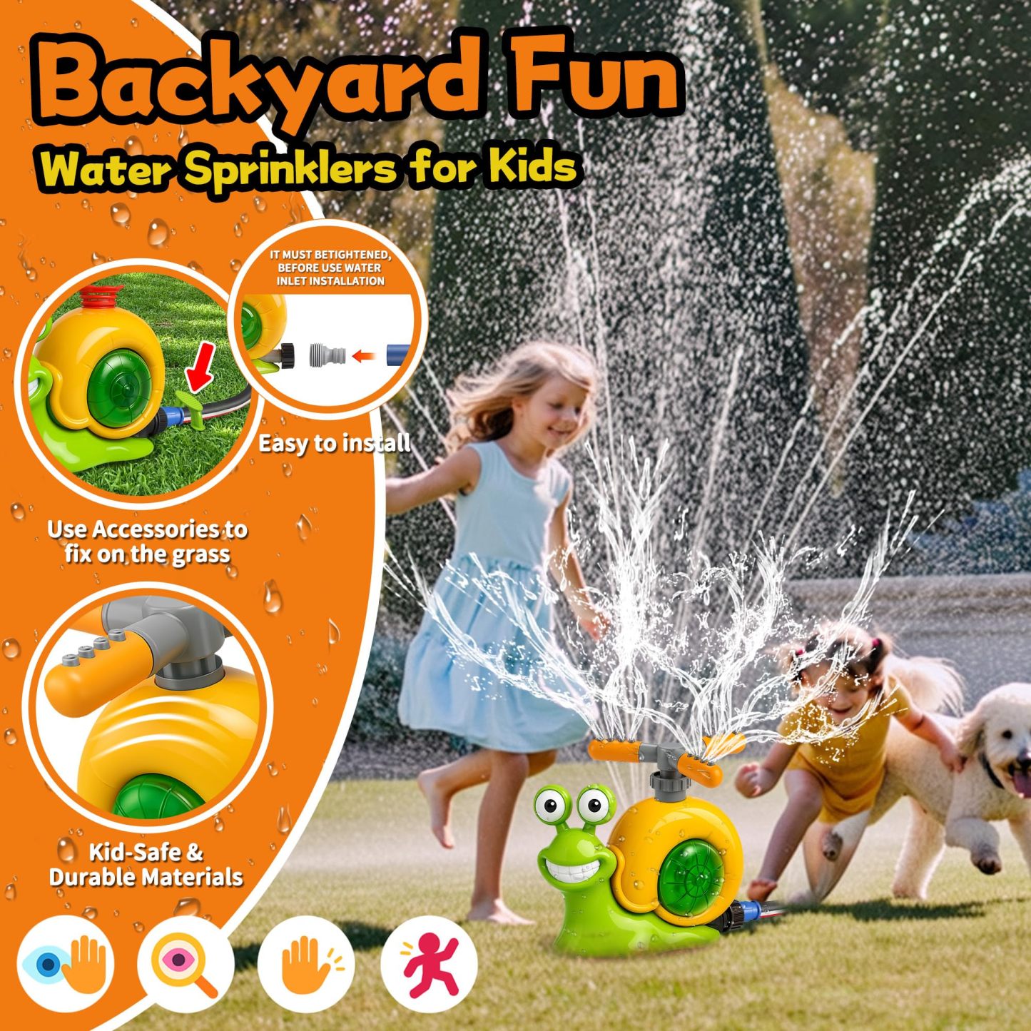 2 in 1 Water Sprinklers T Ball Set for Kids & Toddlers