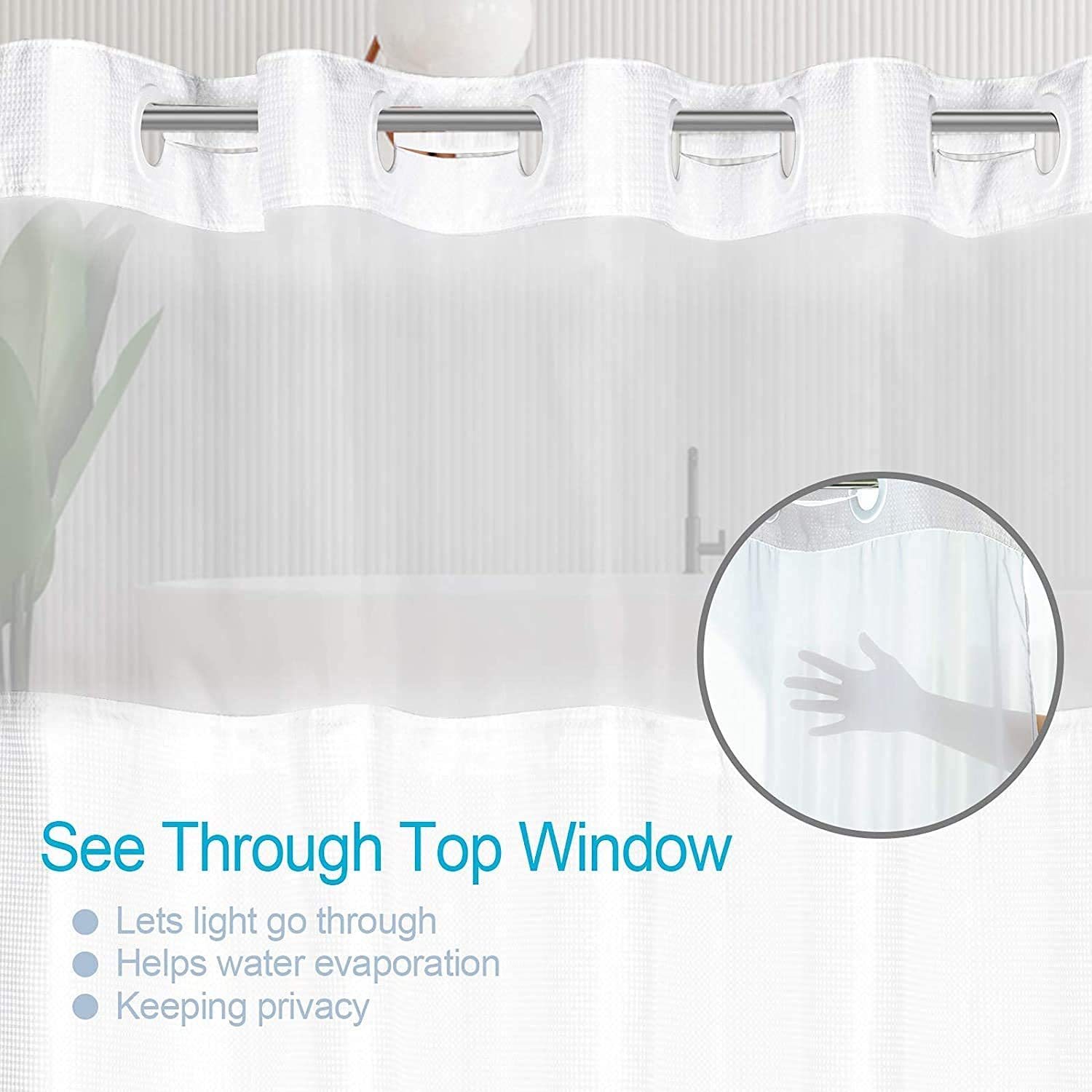 No Hooks Needed Shower Curtain Set 