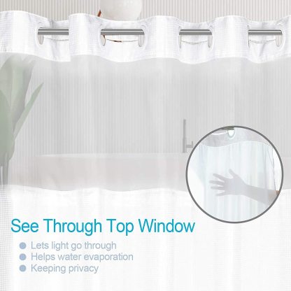No Hooks Needed Shower Curtain Set 