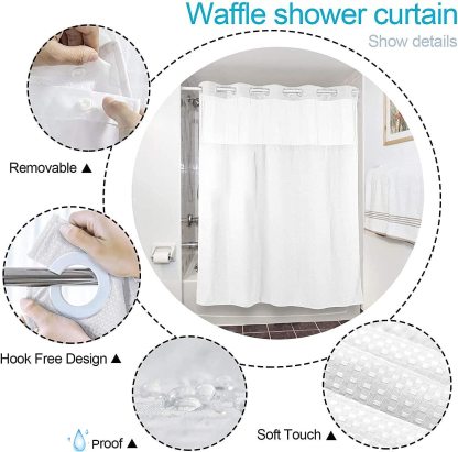 No Hooks Needed Shower Curtain Set 