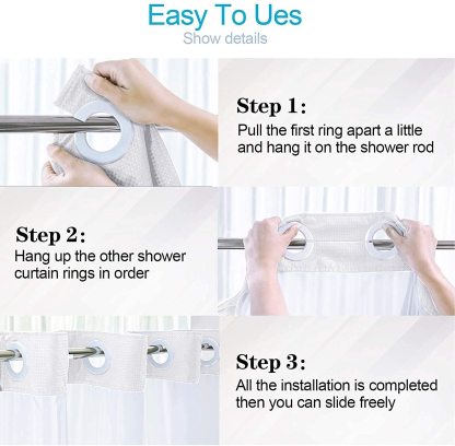 No Hooks Needed Shower Curtain Set 