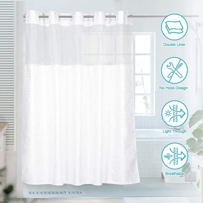 No Hooks Needed Shower Curtain Set 