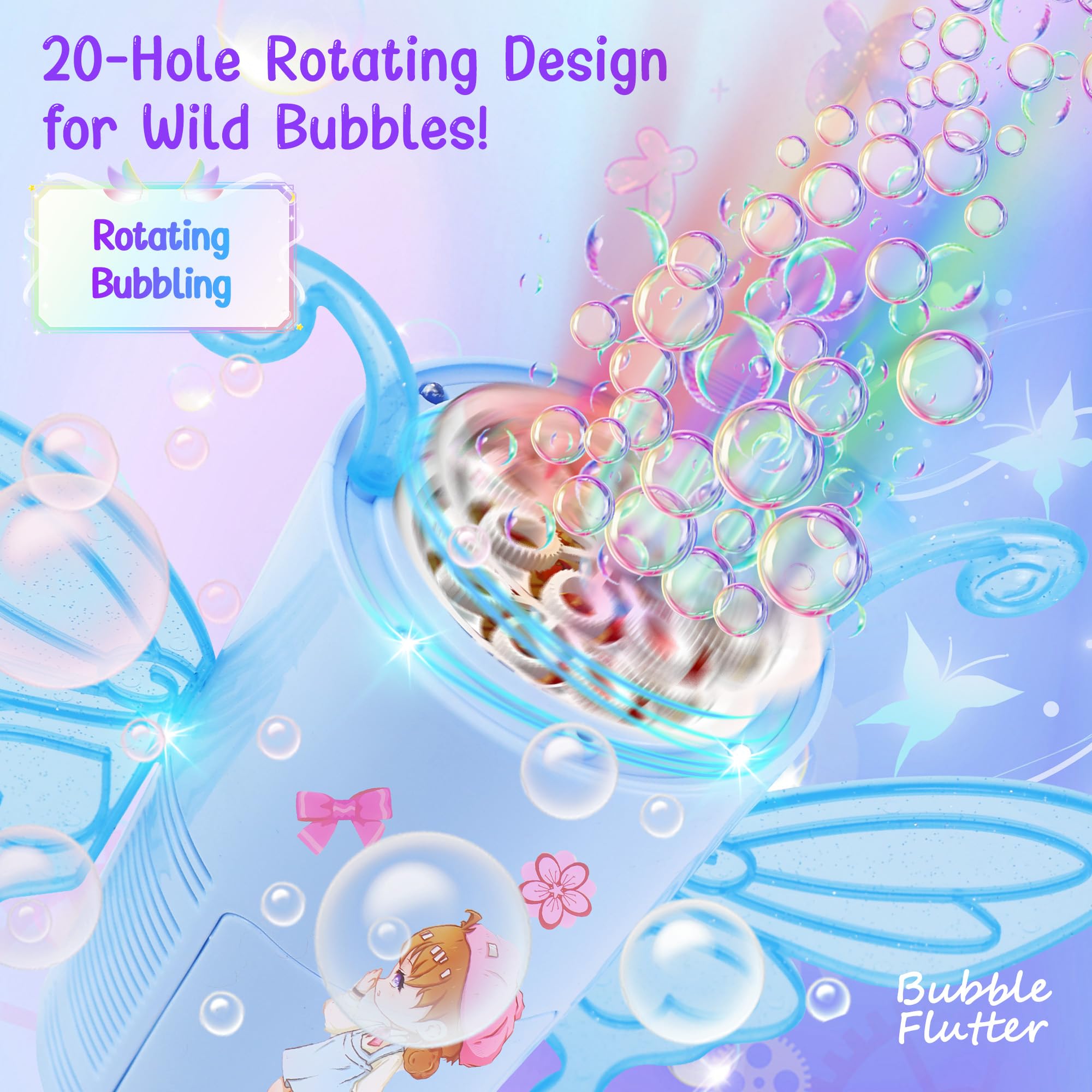 Automatic Bubble Machine with RGB LED Lights Music