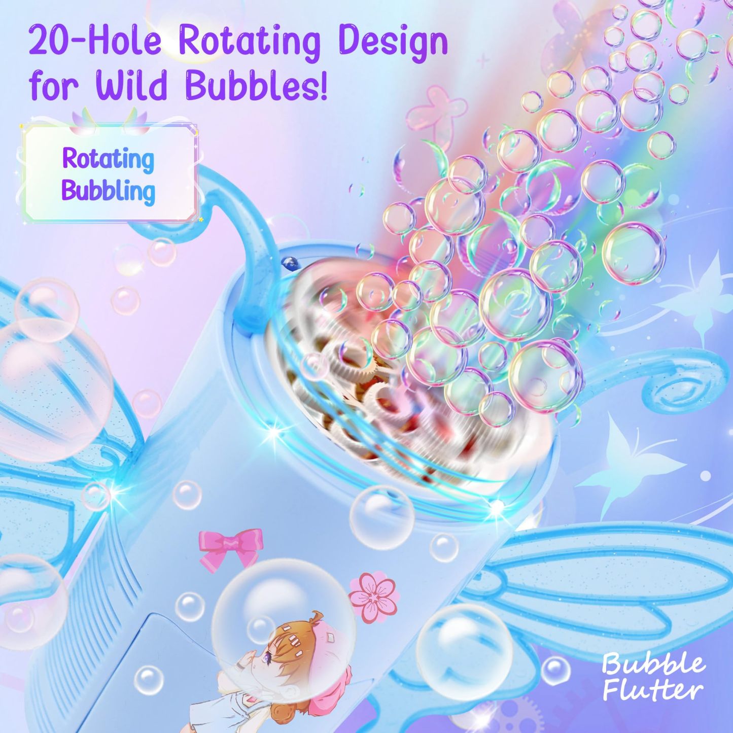 Automatic Bubble Machine with RGB LED Lights Music