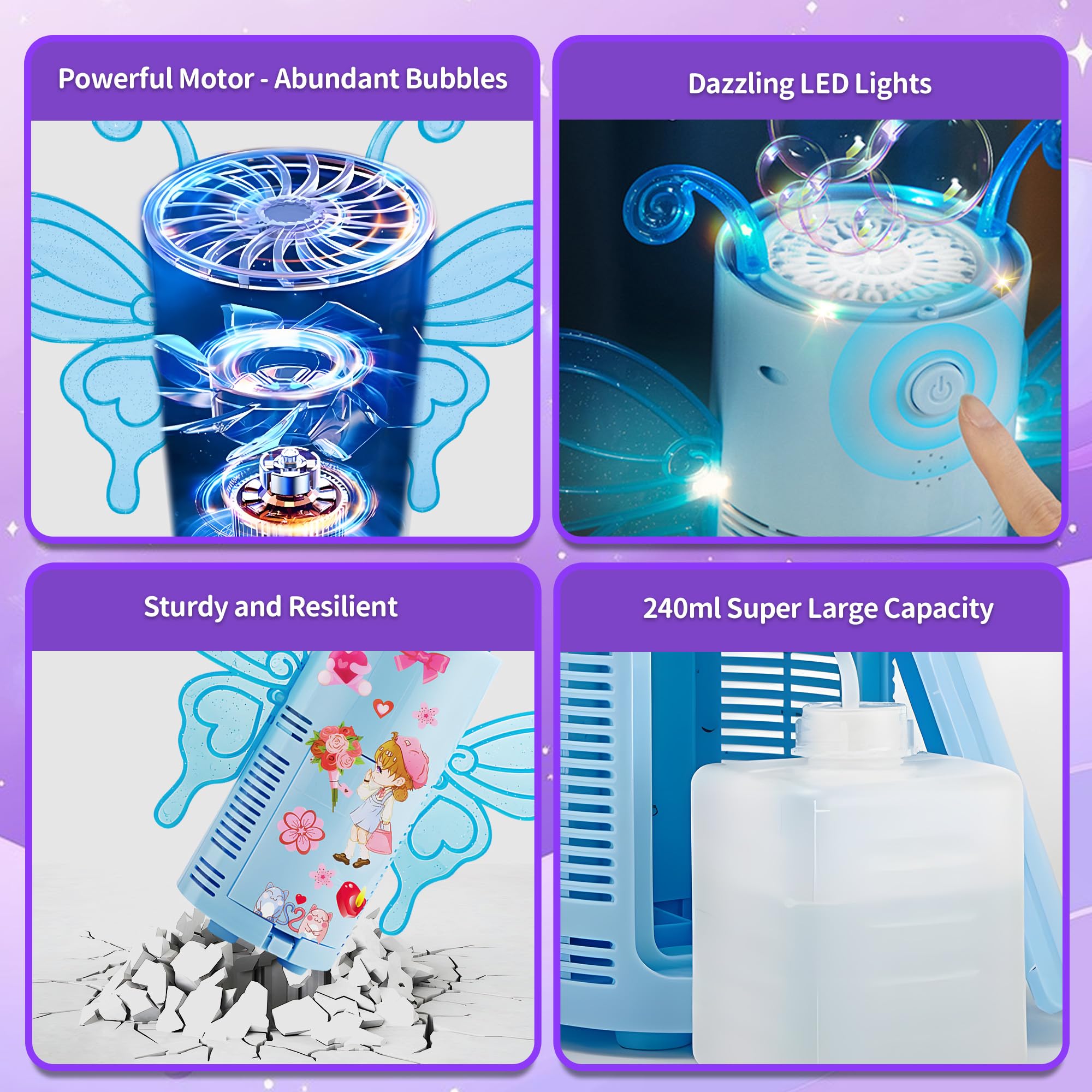 Automatic Bubble Machine with RGB LED Lights Music