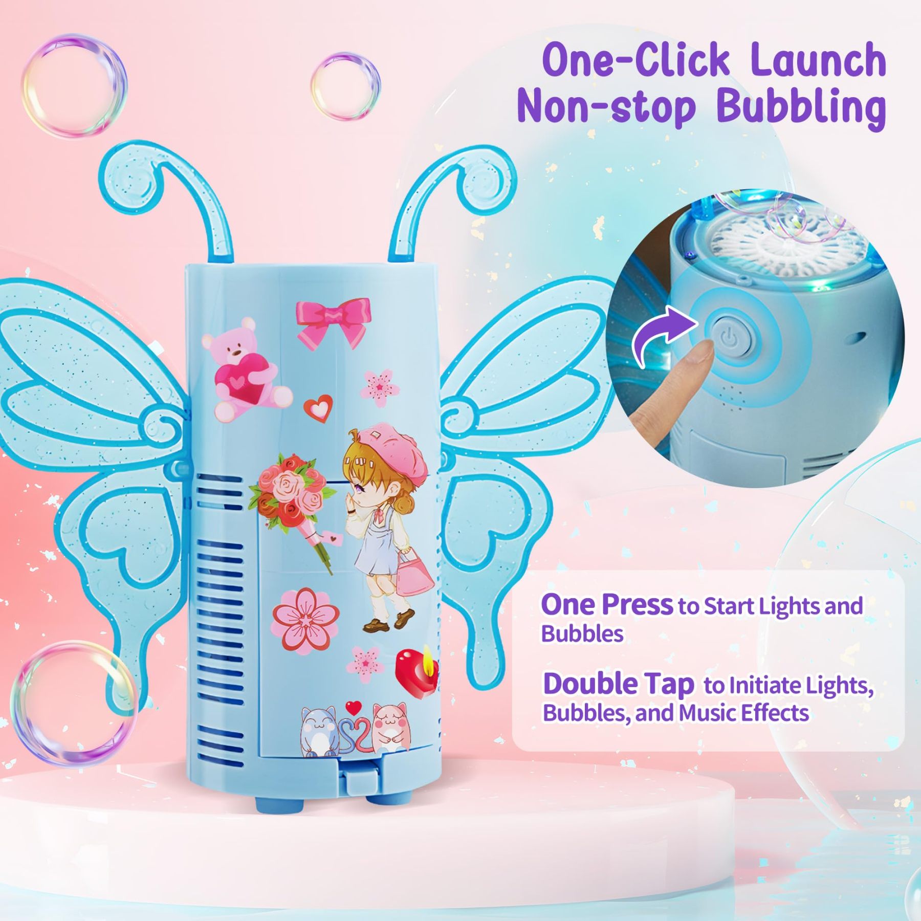 Automatic Bubble Machine with RGB LED Lights Music