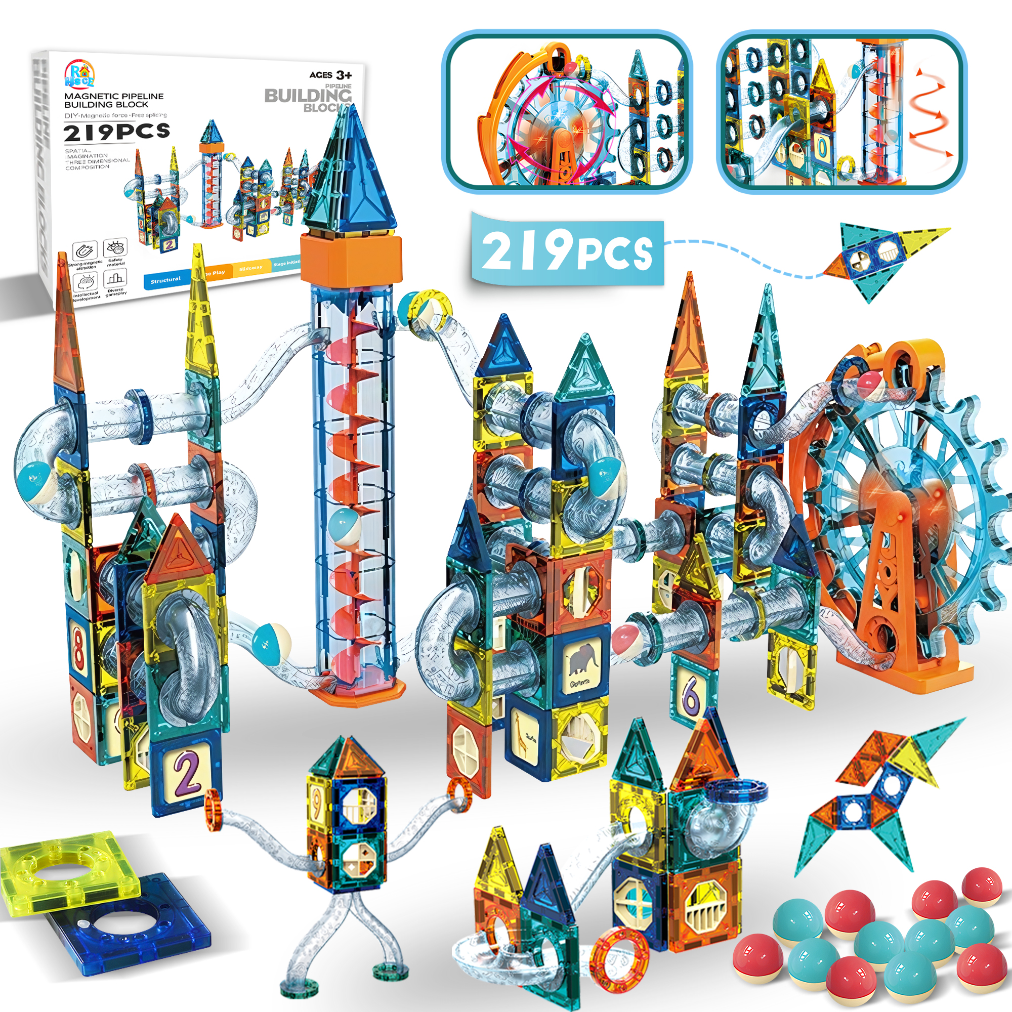 Glowing Marble Run Construction Set