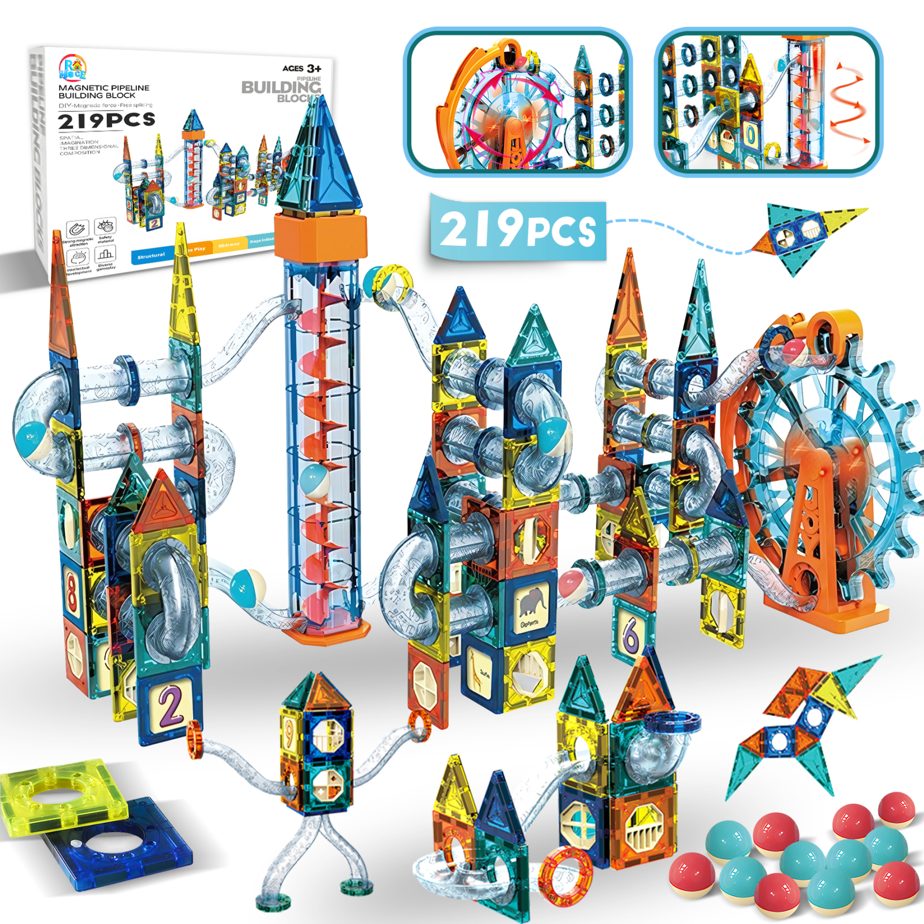 Glowing Marble Run Construction Set