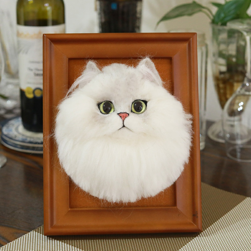 Custom Realistic Needle Felting Cat Portrait Felt Cat Portrait in Frame Pet Lover Gift