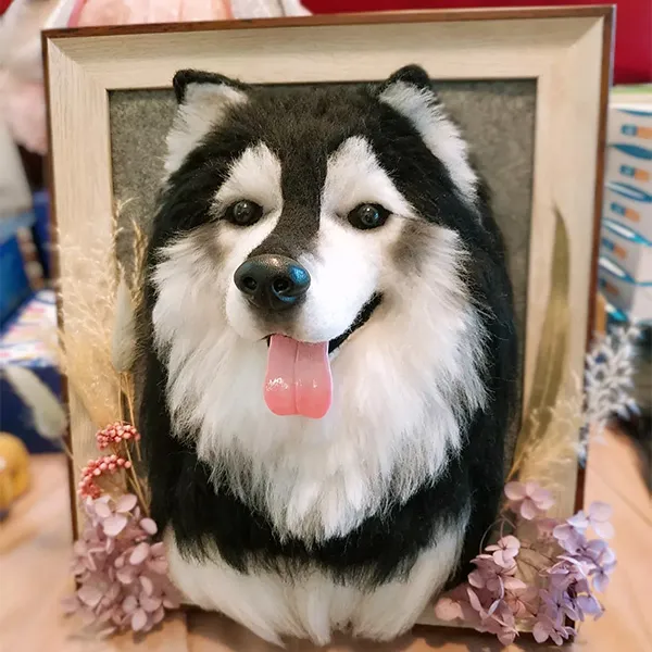 Realistic Needle Felting Dog Portrait Custom Felting Dog Portrait in Frame Birthday Gift