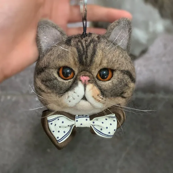 Custom Felt Cat Pendant 100% Handmade Kitten Portrait