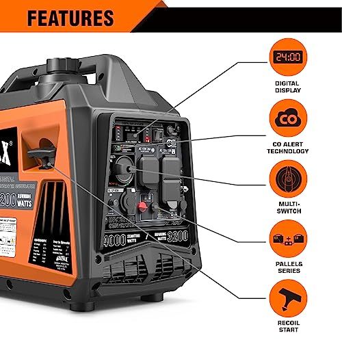 GENMAX Portable Inverter Generator 4000W ultra-quiet 145cc Engine & Parallel and Series Ready