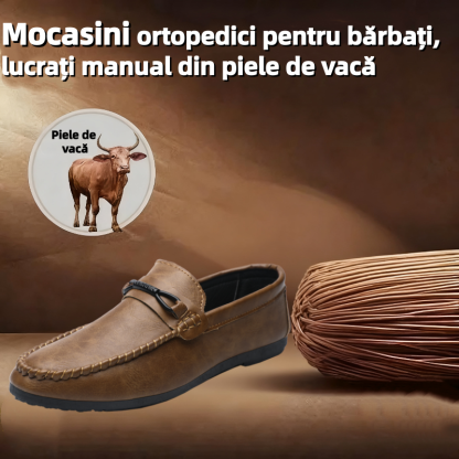 🐂Mocasini bărbătești din piele naturală de vacă👞Design slip-on, cusut manual✅Suport pentru bolta plantară - ameliorează durerea, o combinație de confort și eleganță