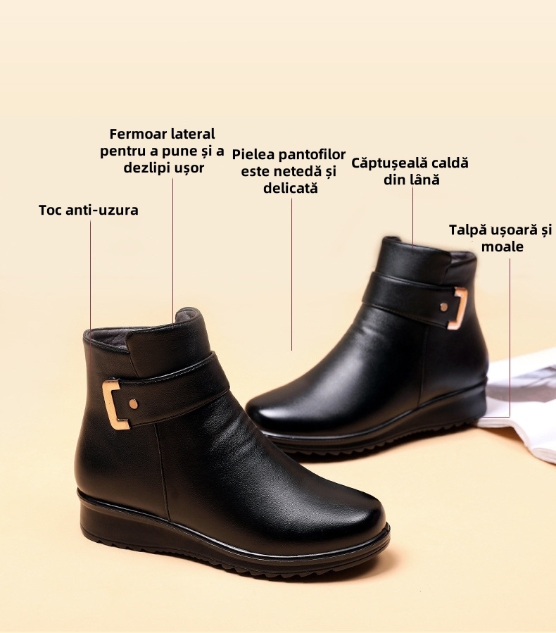 [🔥50% reducere astăzi - nu-l ratați]Pantofi din piele cu design ergonomic - căptușeală din lână de iarnă + cusătură manuală👞