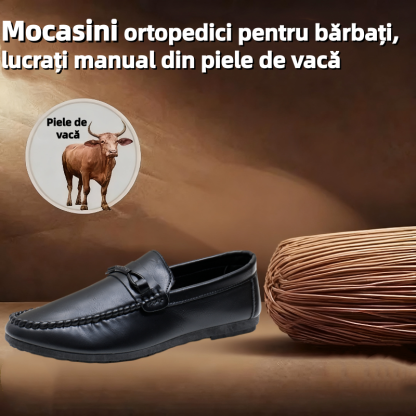 🐂Mocasini bărbătești din piele naturală de vacă👞Design slip-on, cusut manual✅Suport pentru bolta plantară - ameliorează durerea, o combinație de confort și eleganță