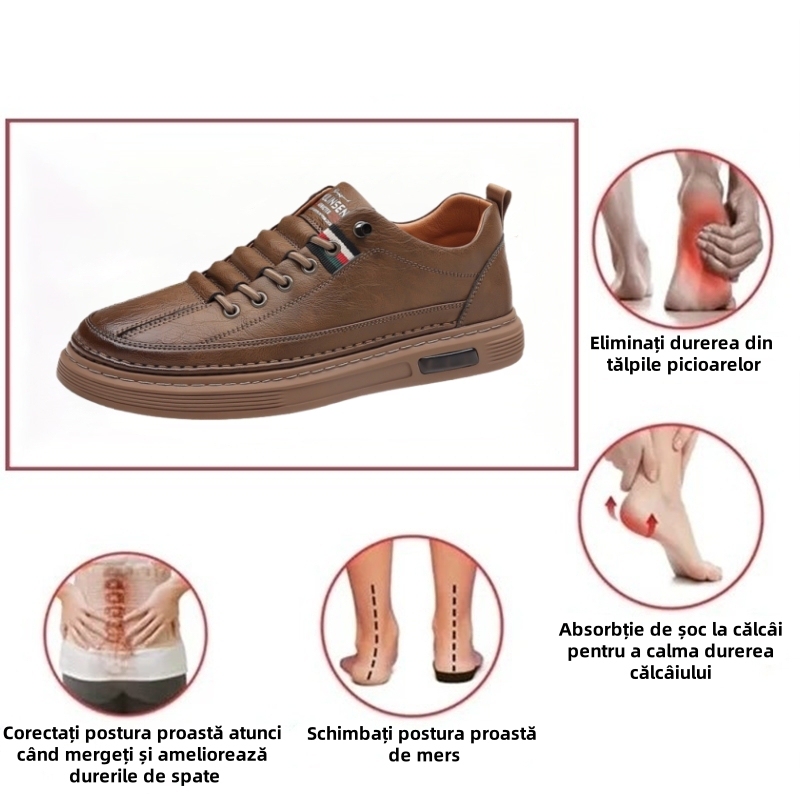 【🎁 Reducere de 50% astăzi - nu o ratați】 Pantofi ortopedici cu design ergonomic - piele de calitate + cusut manual 👞