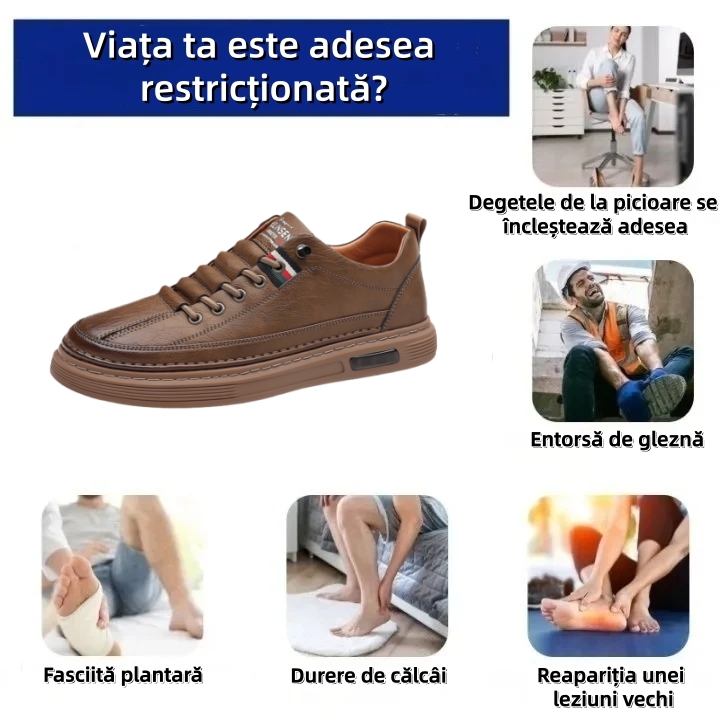 【🎁 70% reducere astăzi - Nu ratați!】Pantofi ortopedici din piele naturală, cu design ergonomic👞 - Ameliorează eficient durerile de picioare și fasciita plantară. Potriviti pentru plimbări lungi✅️