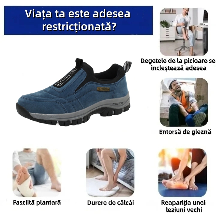 【⏰50% reducere astăzi - Nu ratați】Încălțăminte ortopedică ergonomică - Impermeabilă și antiderapantă💧 Piele întoarsă premium + cusută manual 👞 Spuneți ușor adio durerilor de picioare✅️
