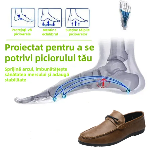 🐂Mocasini bărbătești din piele naturală de vacă👞Design slip-on, cusut manual✅Suport pentru bolta plantară - ameliorează durerea, o combinație de confort și eleganță