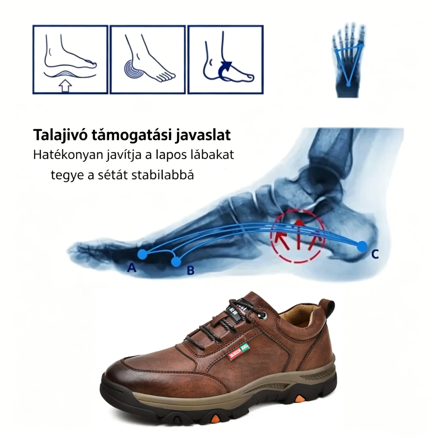 [🎁50% kedvezmény ma - ne hagyd ki] Ergonomikus kialakítású ortopéd cipő - Ausztrál kiváló minőségű bőr + láb ortopéd funkció 👞