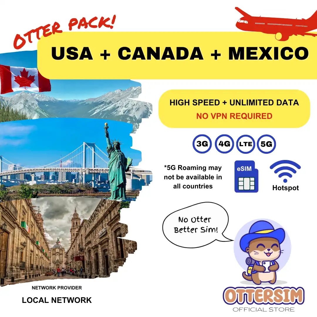 Ottersim eSIM - United States (USA), Canada & Mexico Pack