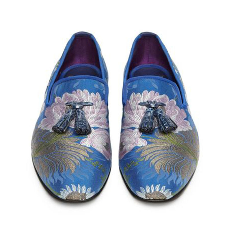 GUYSTEP™-Handmade embroidery Blue Men Loafer Shoes