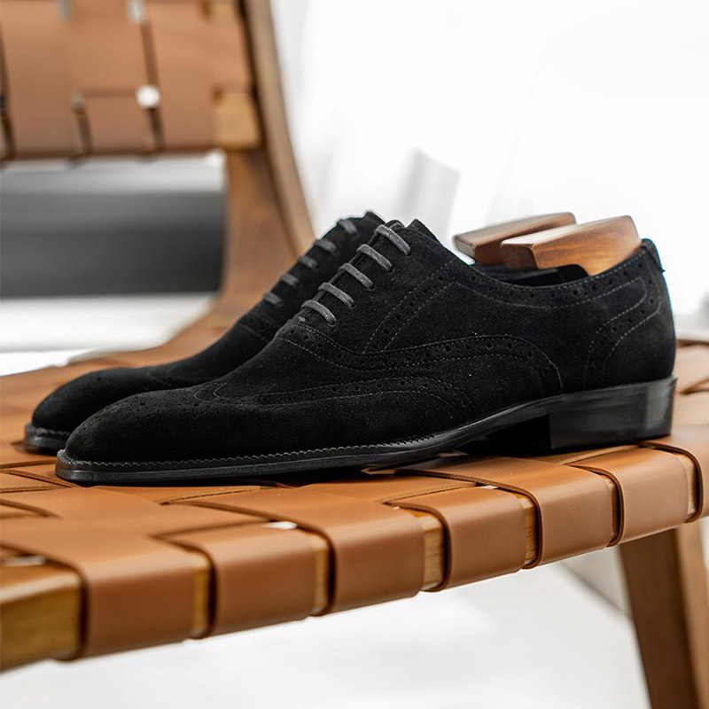 GUYSTEP™Men's pointed toe British formal business frosted lace-up casual leather shoes