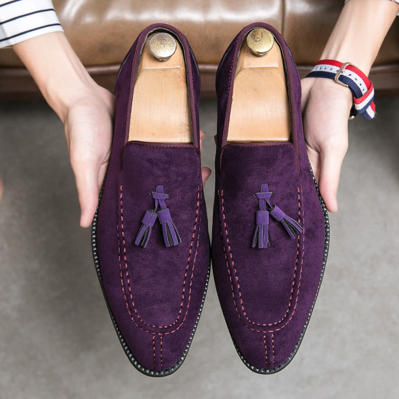 Suede Fashion Tassel Purple Loafers