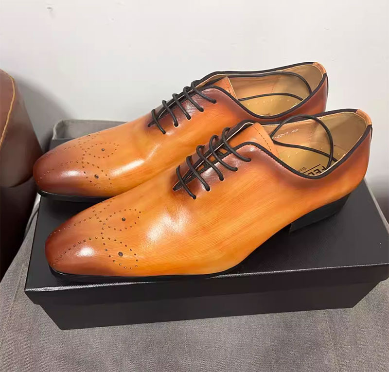 GUYSTEP™Men's simple and stylish genuine leather pointed toe oxford shoes