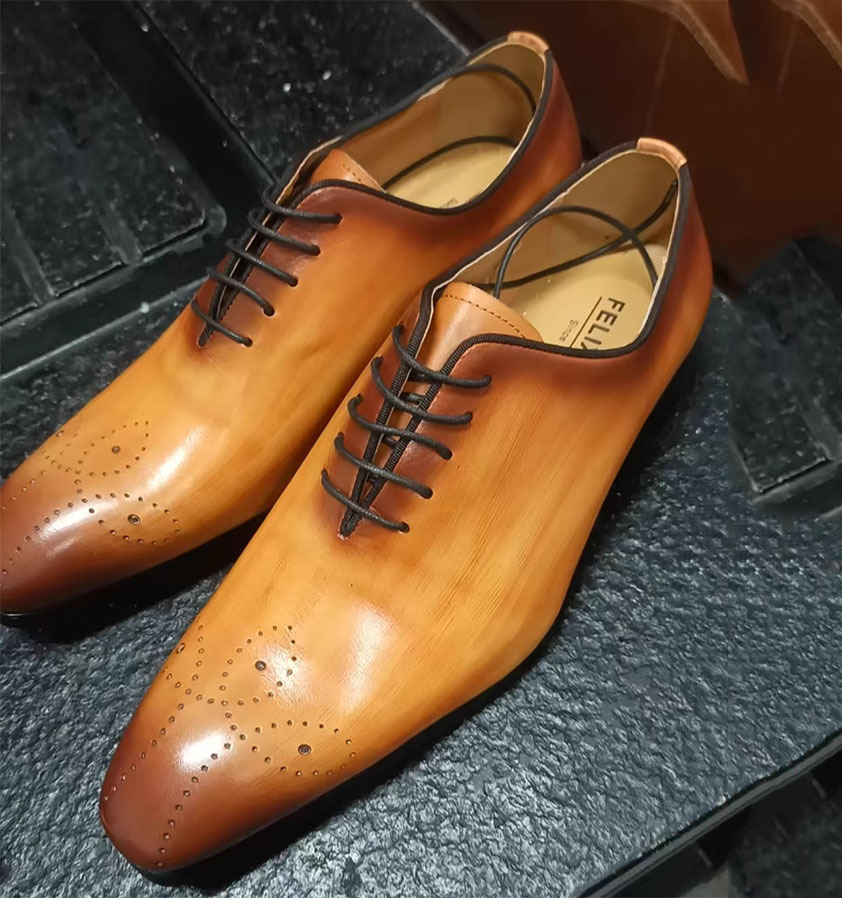 GUYSTEP™Men's simple and stylish genuine leather pointed toe oxford shoes