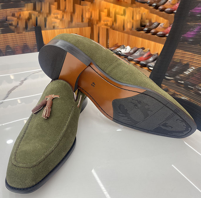 [Copy]British style height-enhancing green business genuine leather men's formal leather shoes