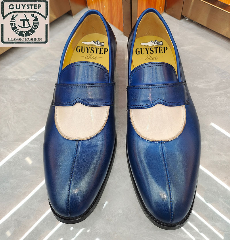 Stylish Navy - Blue Leather Loafers: Elegant and Sophisticated Footwear