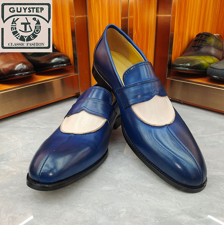 Stylish Navy - Blue Leather Loafers: Elegant and Sophisticated Footwear