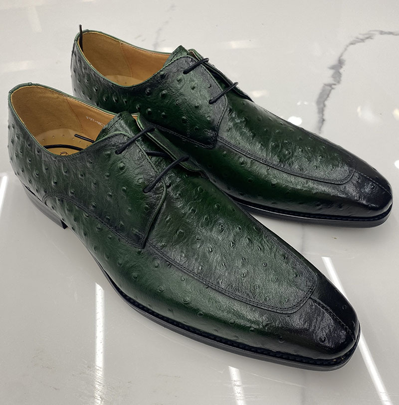 New men's green leather shoes