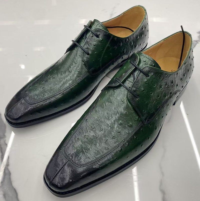 Elegant green luxury genuine leather men's dress shoes