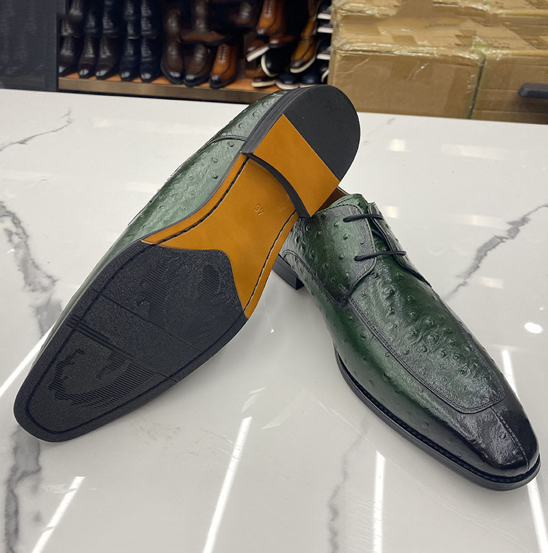 New men's green leather shoes