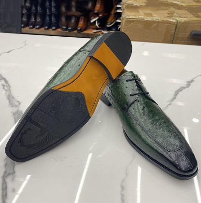 New men's green leather shoes